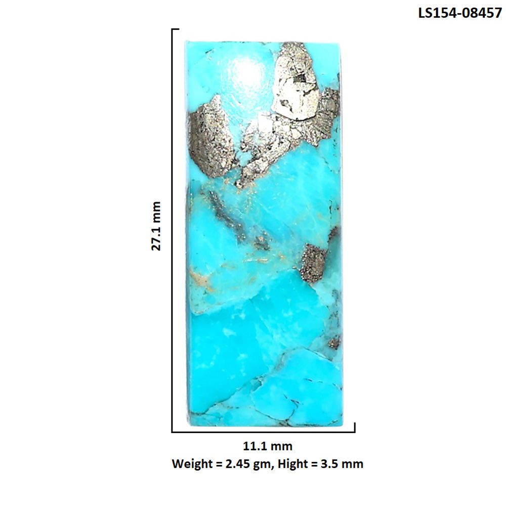 Kingman Turquoise With Pyrite 11.1x27.1x3.5 mm Baguette Shape Polished Gemstone LS154-08457