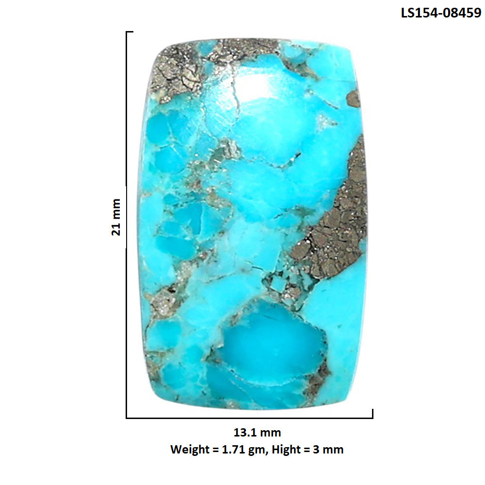 Kingman Turquoise With Pyrite 13.1x21x3 mm Cushion Shape Polished Gemstone LS154-08459