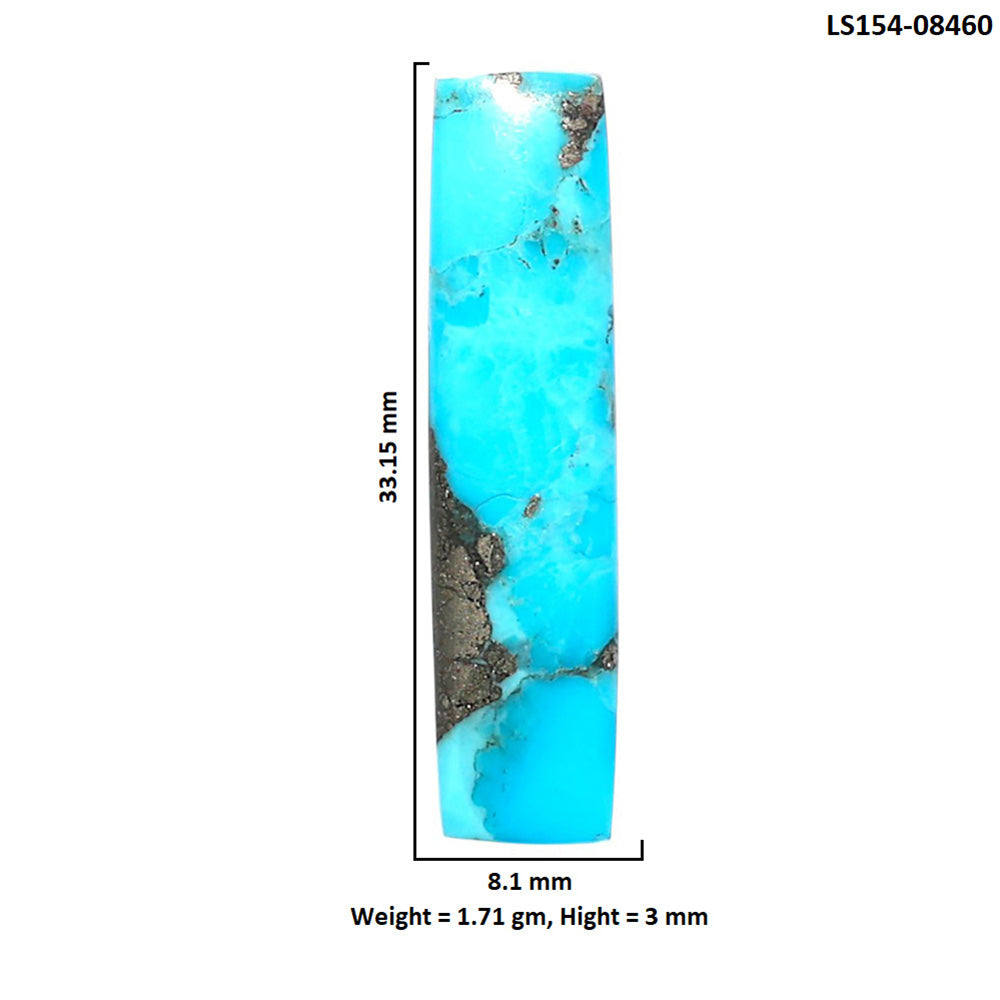 Kingman Turquoise With Pyrite 8.1x33.15x3 mm Baguette Shape Polished Gemstone LS154-08460