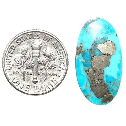 Kingman Turquoise With Pyrite 12.8x23.65x2.5 mm Oval Shape Polished Gemstone LS154-08466