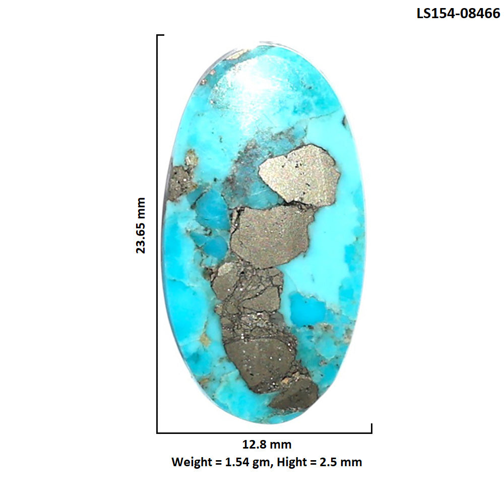 Kingman Turquoise With Pyrite 12.8x23.65x2.5 mm Oval Shape Polished Gemstone LS154-08466