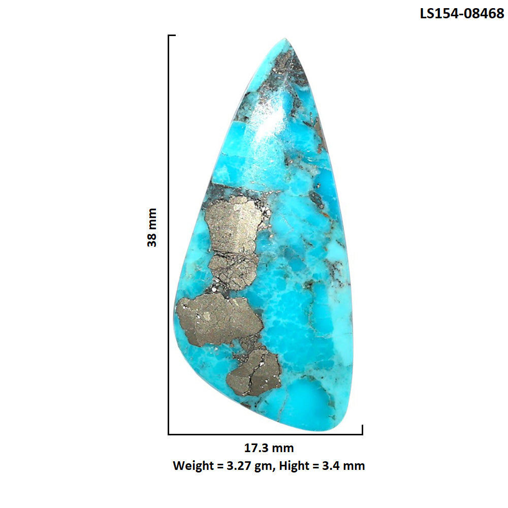 Kingman Turquoise With Pyrite 17.3x38x3.4 mm Fancy Shape Polished Gemstone LS154-08468