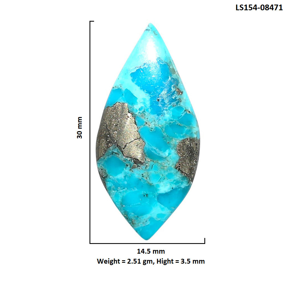 Kingman Turquoise With Pyrite 14.5x30x3.5 mm Marquise Shape Polished Gemstone LS154-08471