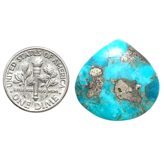 Kingman Turquoise With Pyrite 22x22.75x3 mm Heart Shape Polished Gemstone LS154-08473