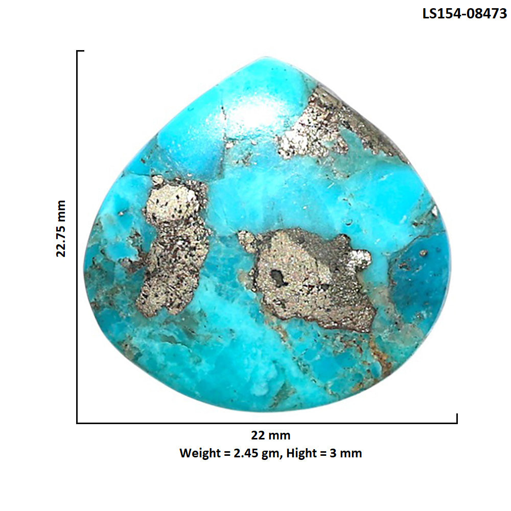 Kingman Turquoise With Pyrite 22x22.75x3 mm Heart Shape Polished Gemstone LS154-08473