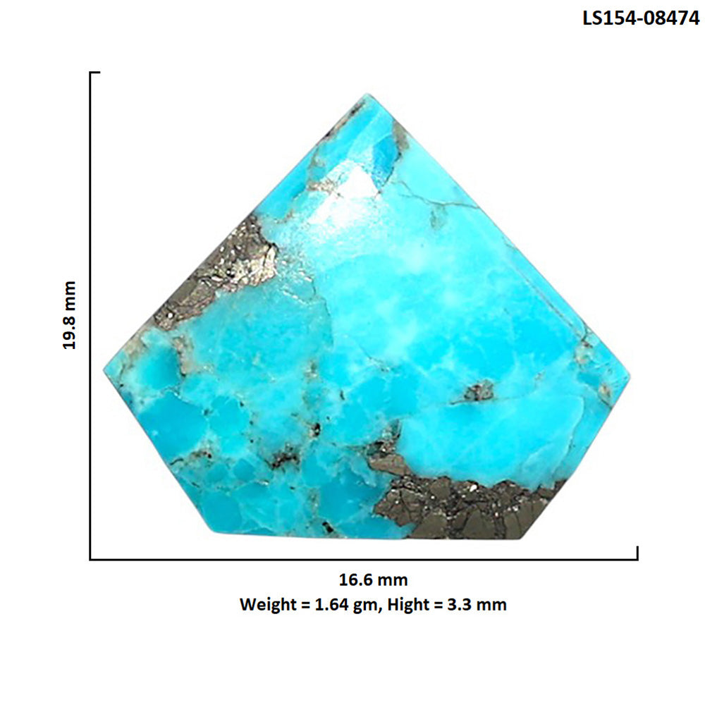 Kingman Turquoise With Pyrite 16.6x19.8x3.3 mm Fancy Shape Polished Gemstone LS154-08474