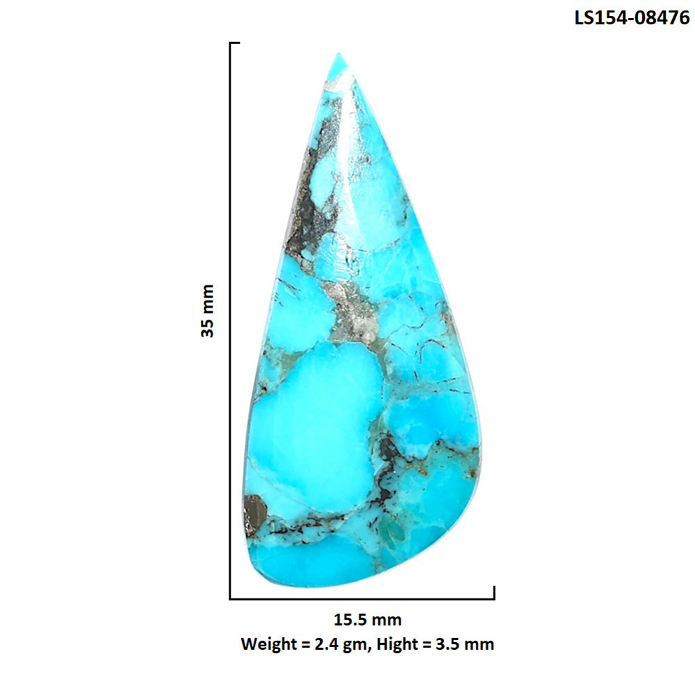 Kingman Turquoise With Pyrite 15.5x35x3.5 mm Fancy Shape Polished Gemstone LS154-08476