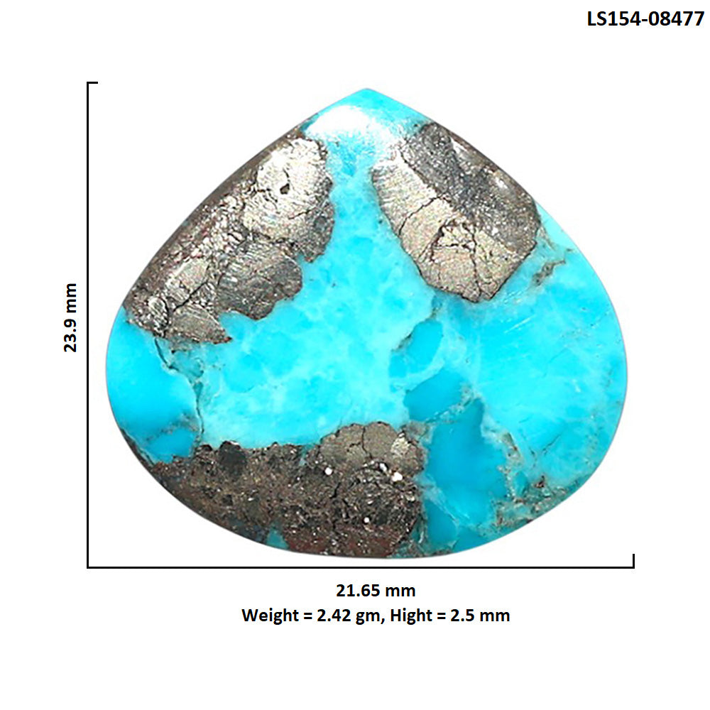 Kingman Turquoise With Pyrite 21.65x23.9x2.5 mm Heart Shape Polished Gemstone LS154-08477