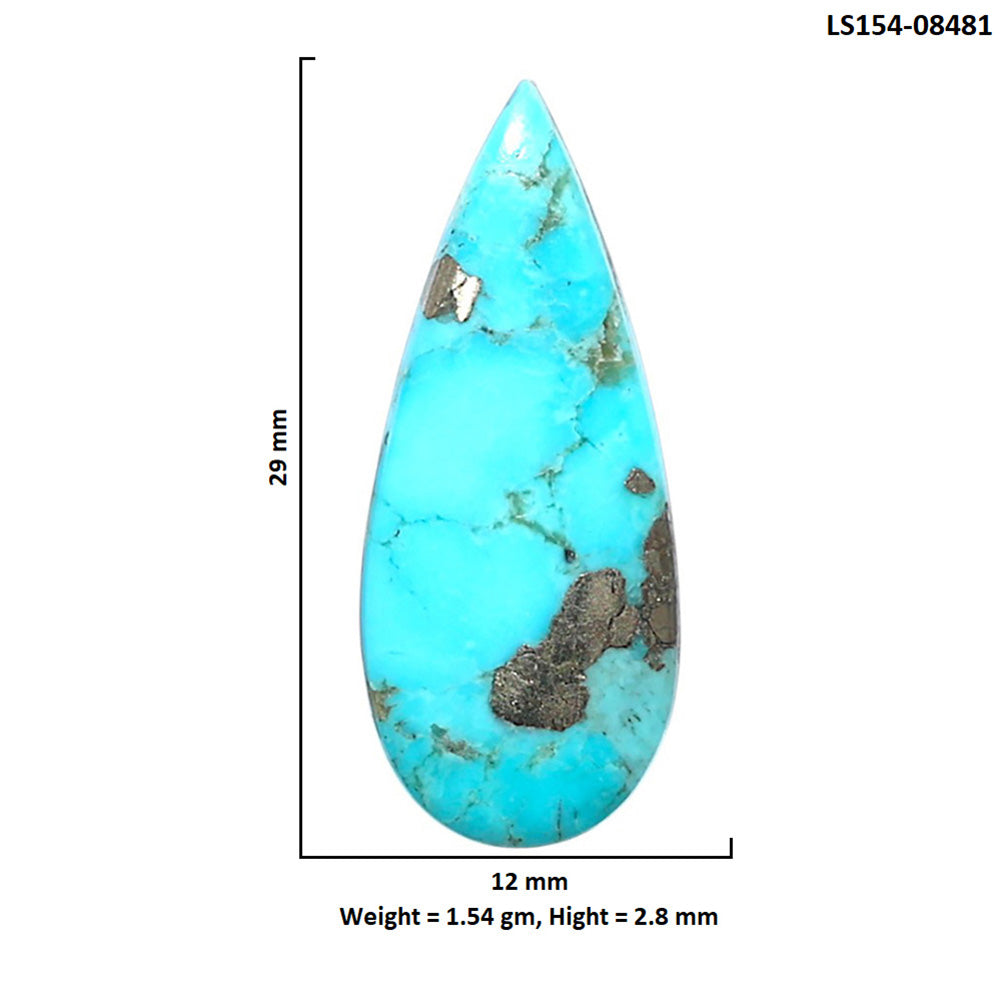 Kingman Turquoise With Pyrite 12x29x2.8 mm Pear Shape Polished Gemstone LS154-08481