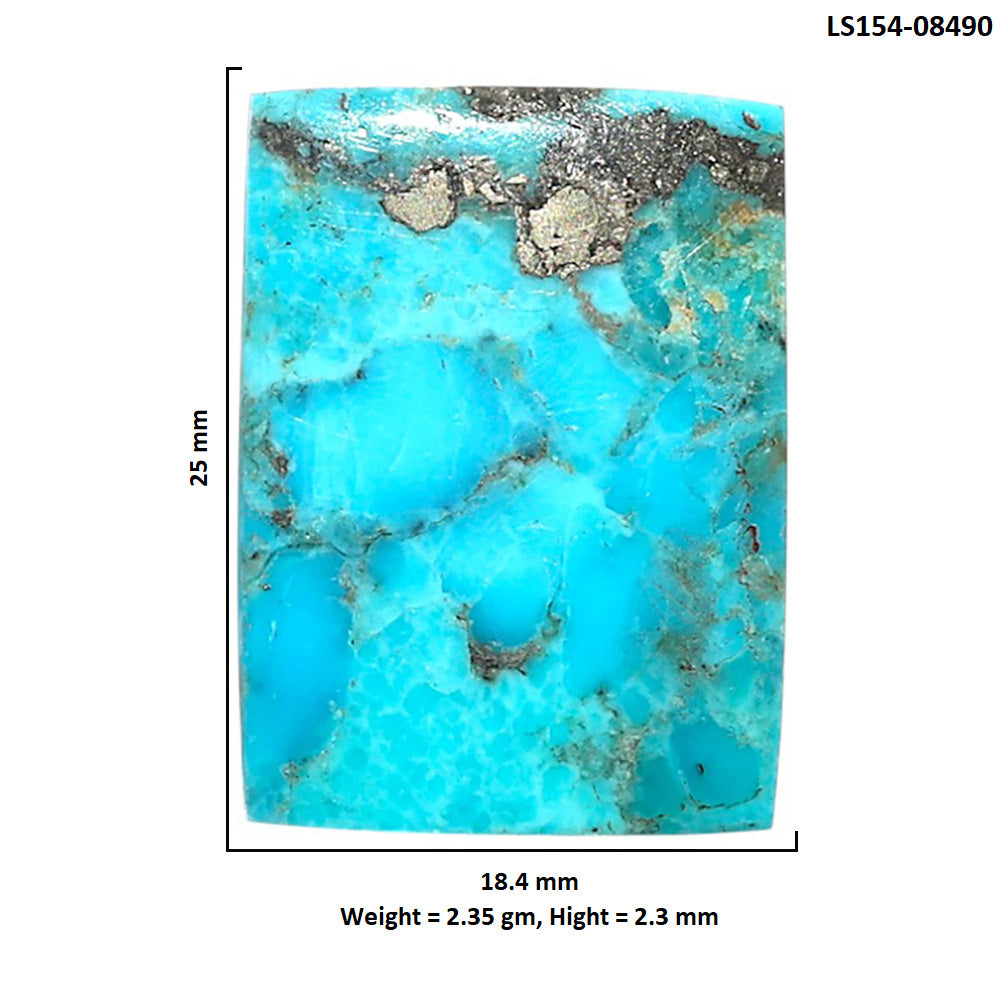 Kingman Turquoise With Pyrite 18.4x25x2.3 mm Baguette Shape Polished Gemstone LS154-08490