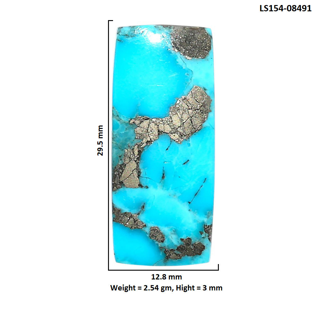 Kingman Turquoise With Pyrite 12.8x29.5x3 mm Baguette Shape Polished Gemstone LS154-08491
