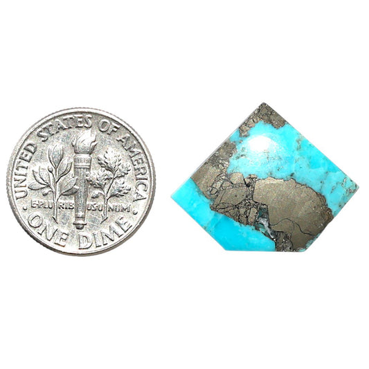 Kingman Turquoise With Pyrite 17.6x22.5x3.4 mm Fancy Shape Polished Gemstone LS154-08493