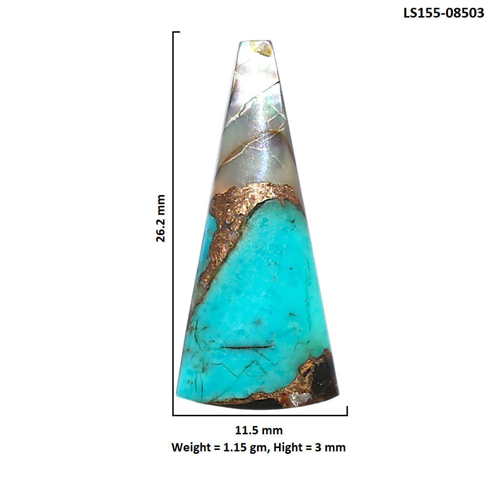 Shell In Black Blue Turquoise 11.5x26.2x3 mm Fancy Shape Polished Gemstone LS155-08503
