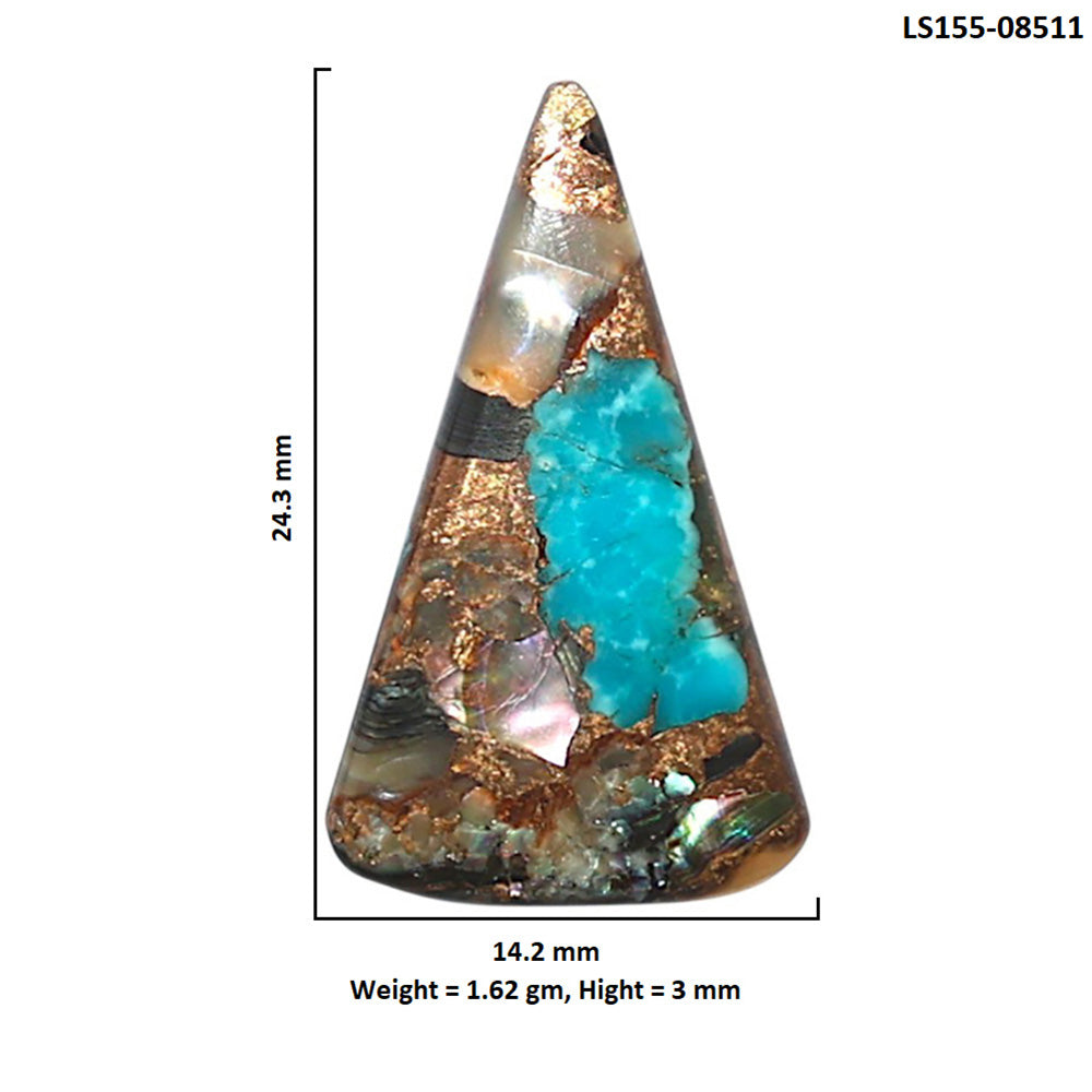 Shell In Black Blue Turquoise 14.2x24.3x3 mm Fancy Shape Polished Gemstone LS155-08511