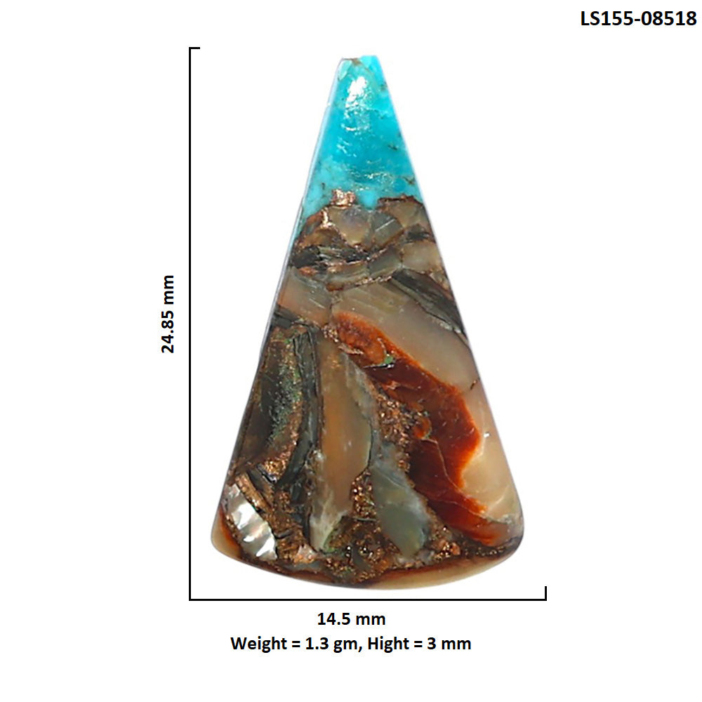 Shell In Black Blue Turquoise 14.5x24.85x3 mm Fancy Shape Polished Gemstone LS155-08518