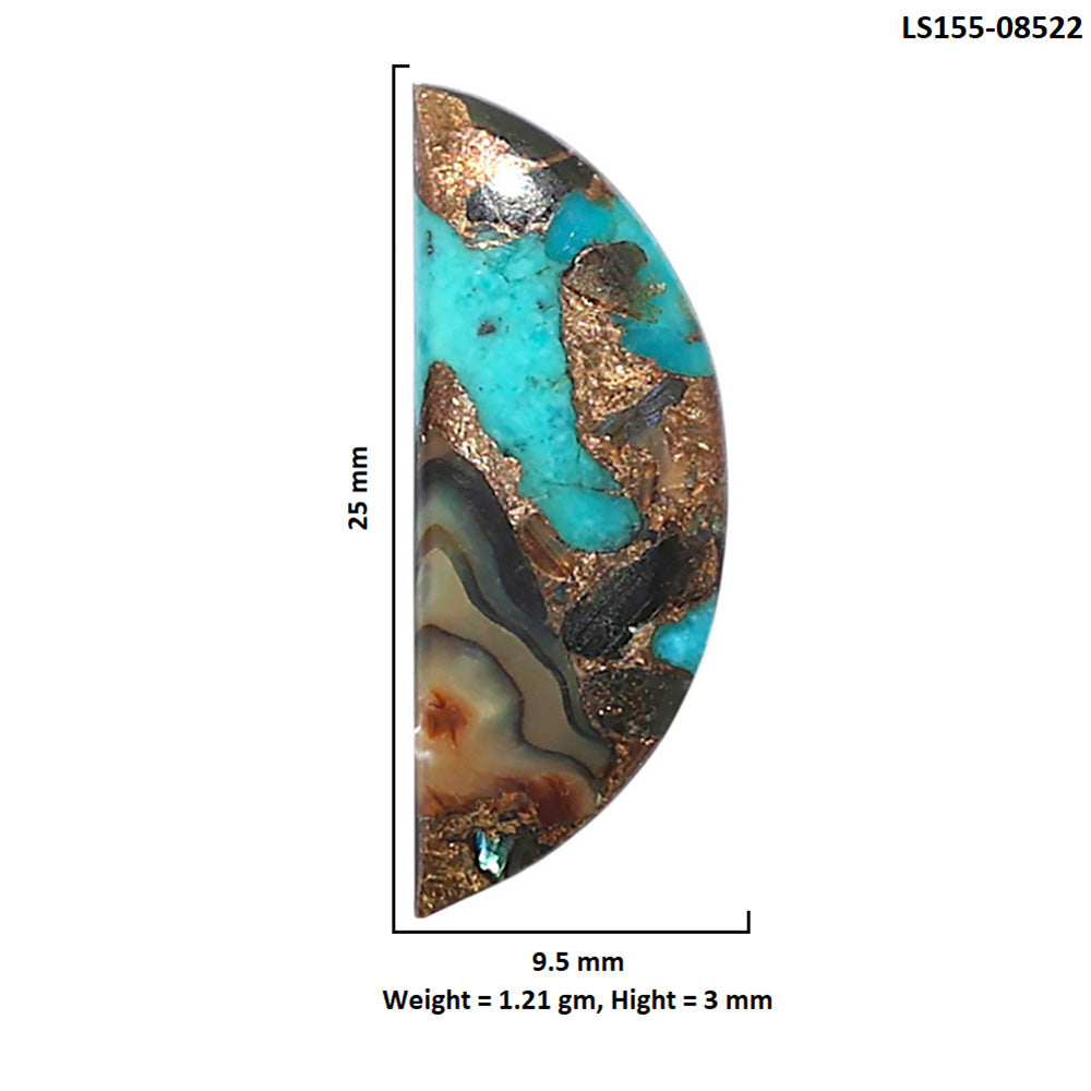 Shell In Black Blue Turquoise 9.5x25x3 mm Fancy Shape Polished Gemstone LS155-08522