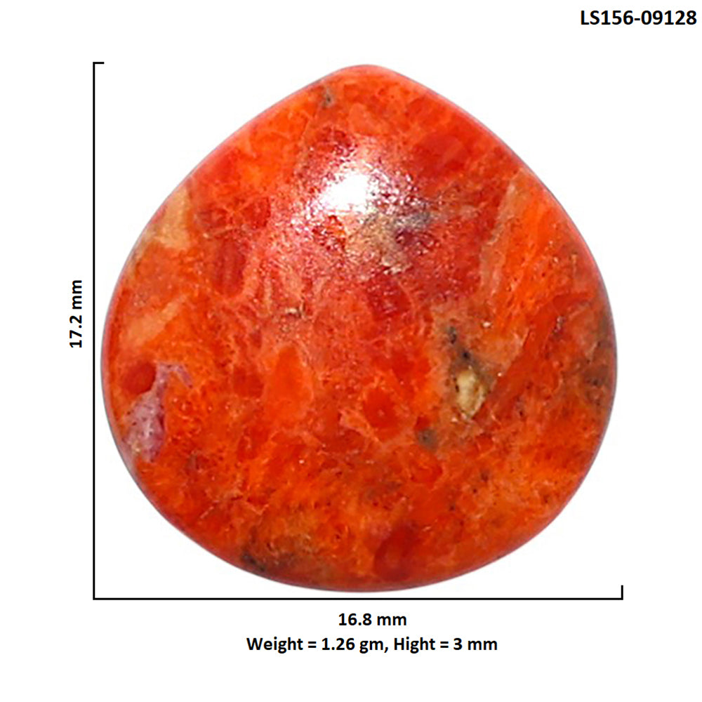 Red Sponge Coral 16.8x17.2x3 mm Heart Shape Polished Gemstone LS156-09128
