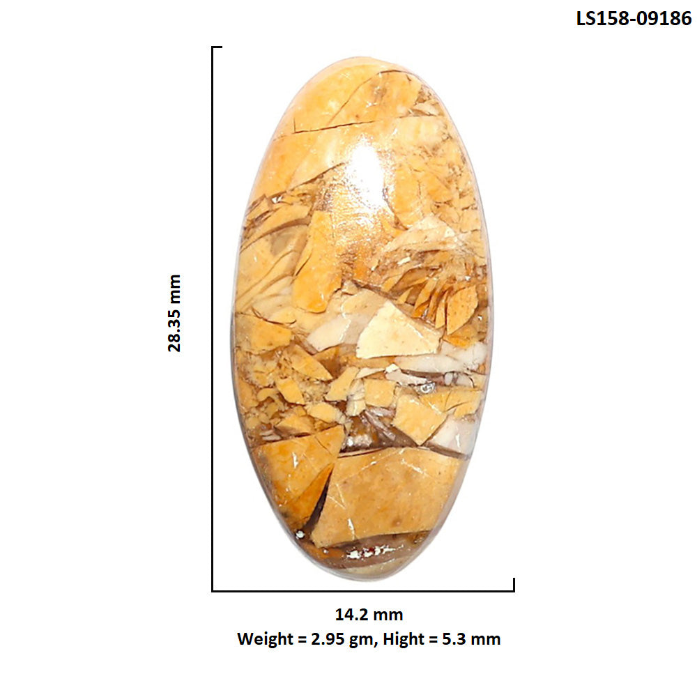 Natural Brecciated Mookaite 14.2x28.35x5.3 mm Oval Shape Polished Gemstone LS158-09186