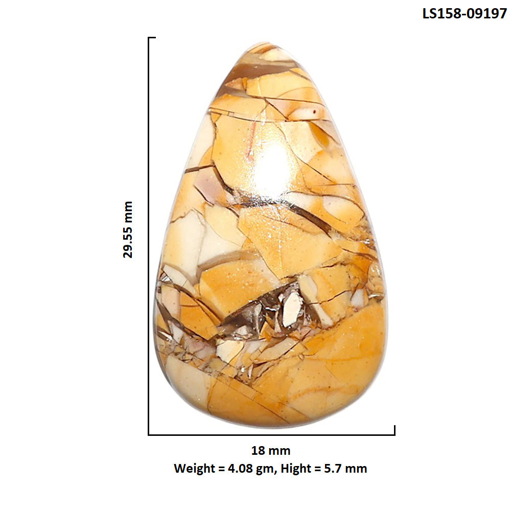 Natural Brecciated Mookaite 18x29.55x5.7 mm Pear Shape Polished Gemstone LS158-09197