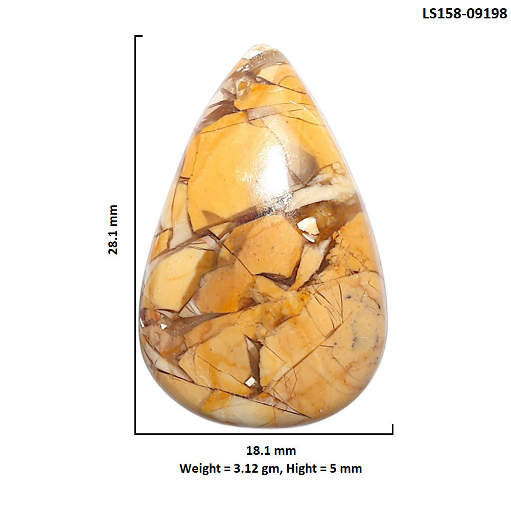 Natural Brecciated Mookaite 18.1x28.1x5 mm Pear Shape Polished Gemstone LS158-09198
