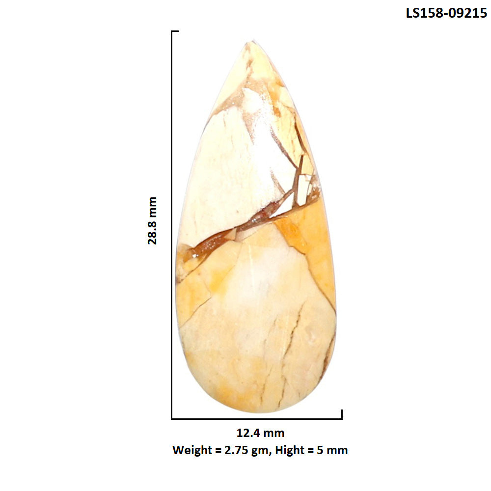 Natural Brecciated Mookaite 12.4x28.8x5 mm Pear Shape Polished Gemstone LS158-09215