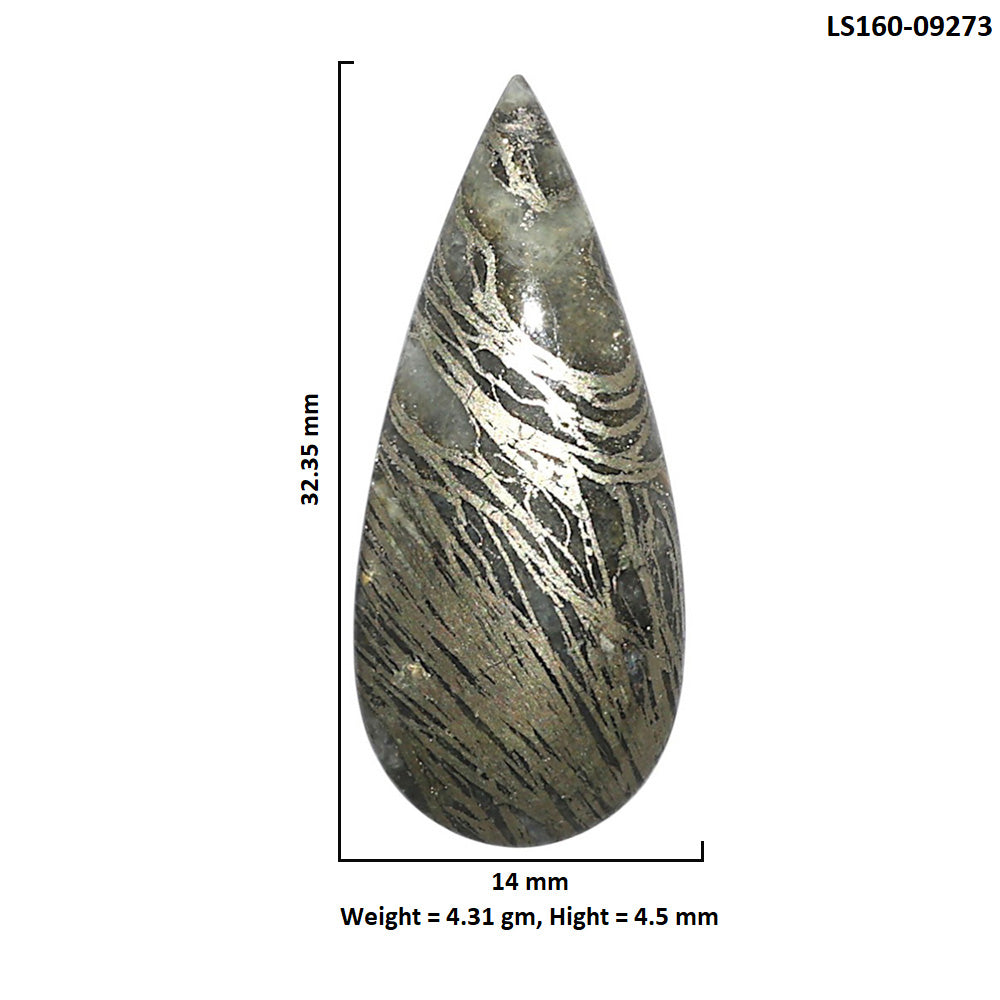 Natural Feder Pyrite 14x32.35x4.5 mm Pear Shape Polished Gemstone LS160-09273