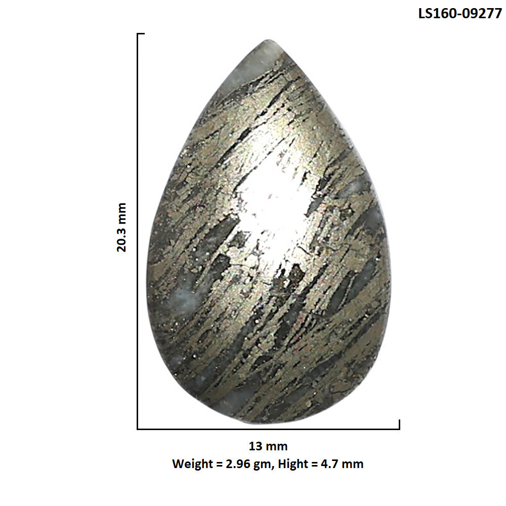 Natural Feder Pyrite 13x20.3x4.7 mm Pear Shape Polished Gemstone LS160-09277