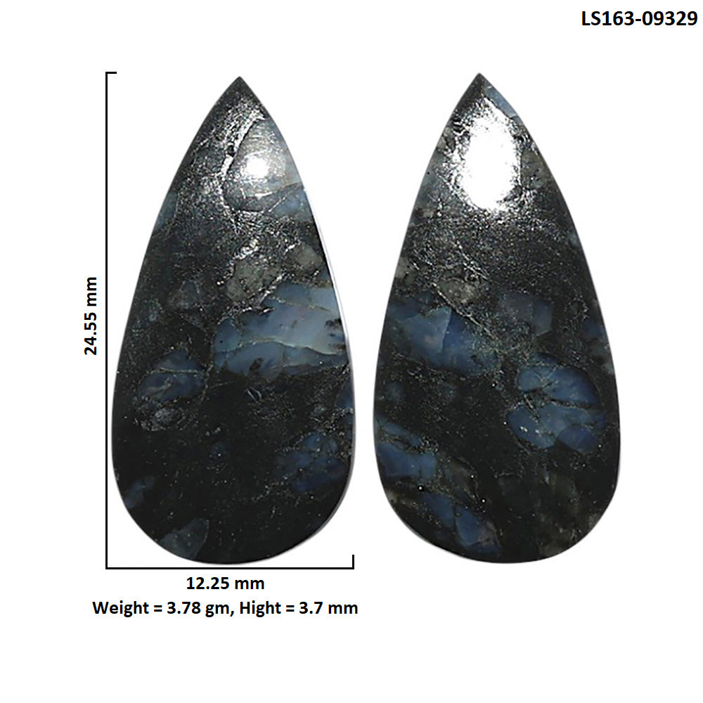 Natural Llanite Blue Opal Crystal Sphere 12.25x24.55x3.7 mm Pear Shape Polished Gemstone LS163-09329