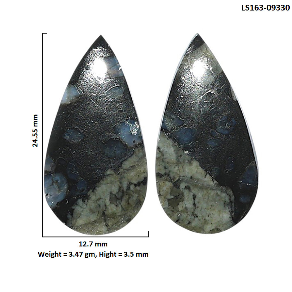 Natural Llanite Blue Opal Crystal Sphere 12.7x24.55x3.5 mm Pear Shape Polished Gemstone LS163-09330