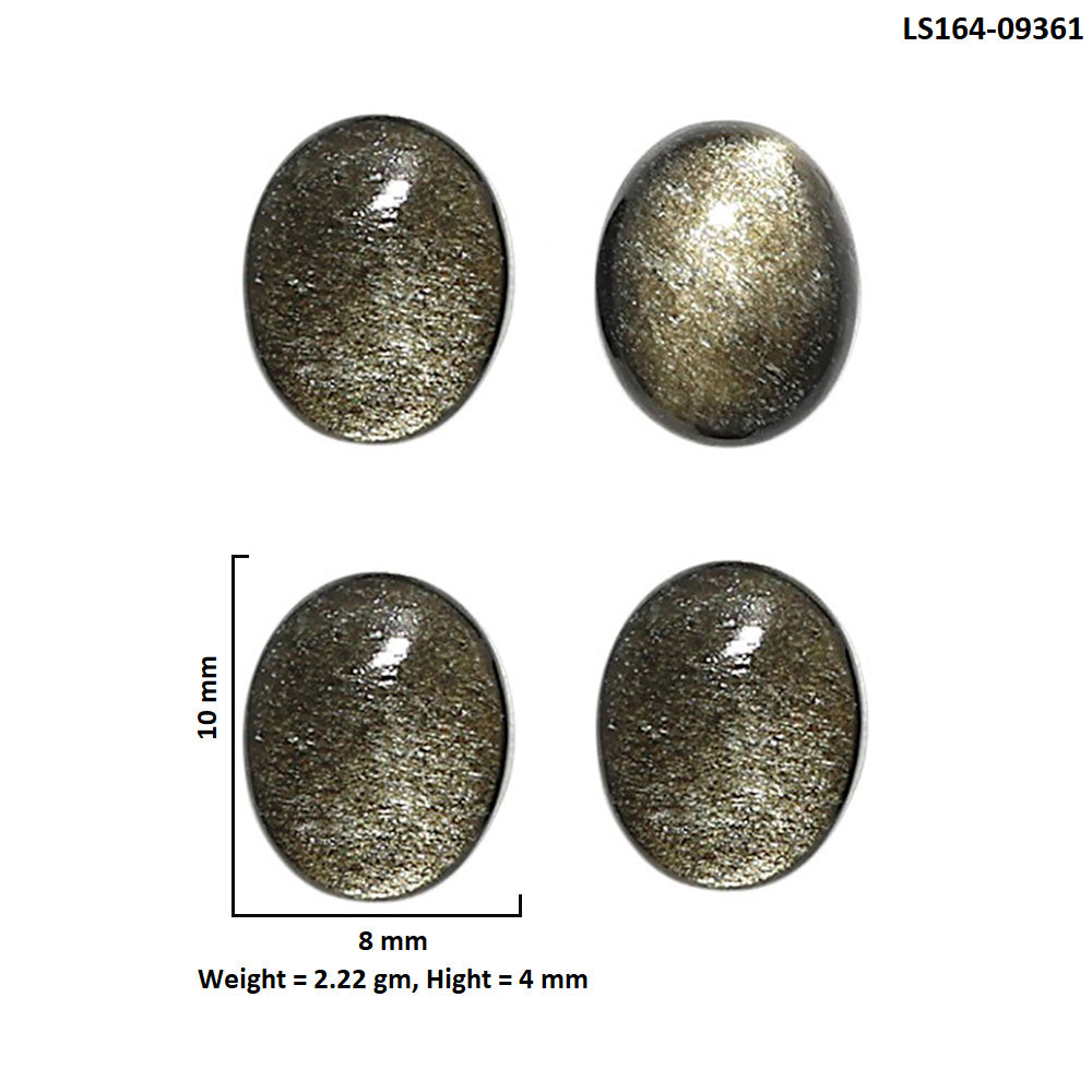 Natural Silver Obsidian 8x10x4 mm Oval Shape Polished Gemstone Set of 4 LS164-09361