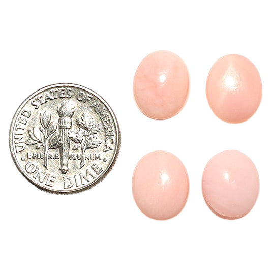 Natural Pink Opal 9x11x3.5 mm Oval Shape Polished Gemstone Set of 4 LS166-09458