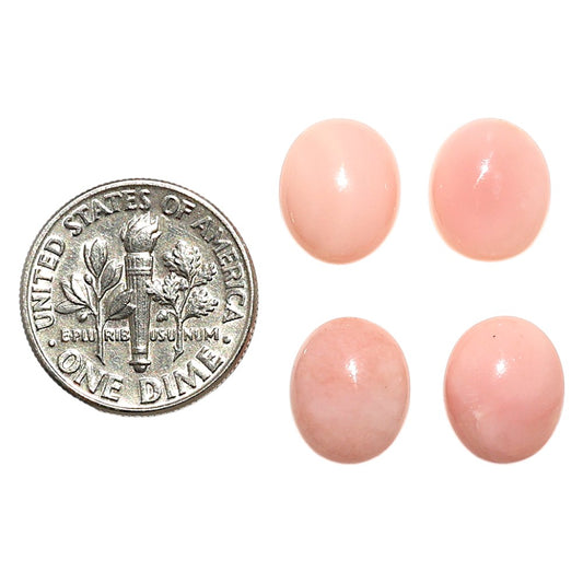 Natural Pink Opal 9x11x4 mm Oval Shape Polished Gemstone Set of 4 LS166-09464