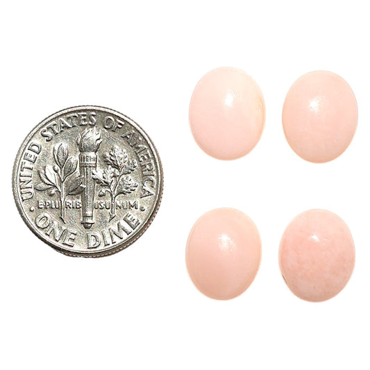 Natural Pink Opal 9x11x4 mm Oval Shape Polished Gemstone Set of 4 LS166-09469
