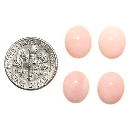Natural Pink Opal 9x11x5 mm Oval Shape Polished Gemstone Set of 4 LS166-09475