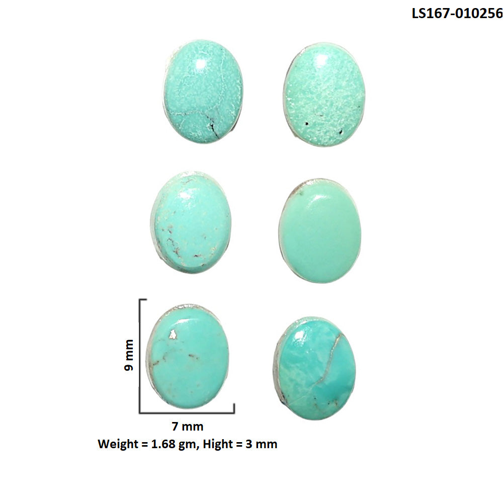 Natural Sleeping Beauty Turquoise 7x9x3 mm Oval Shape Polished Gemstone Set of 6 LS167-010256