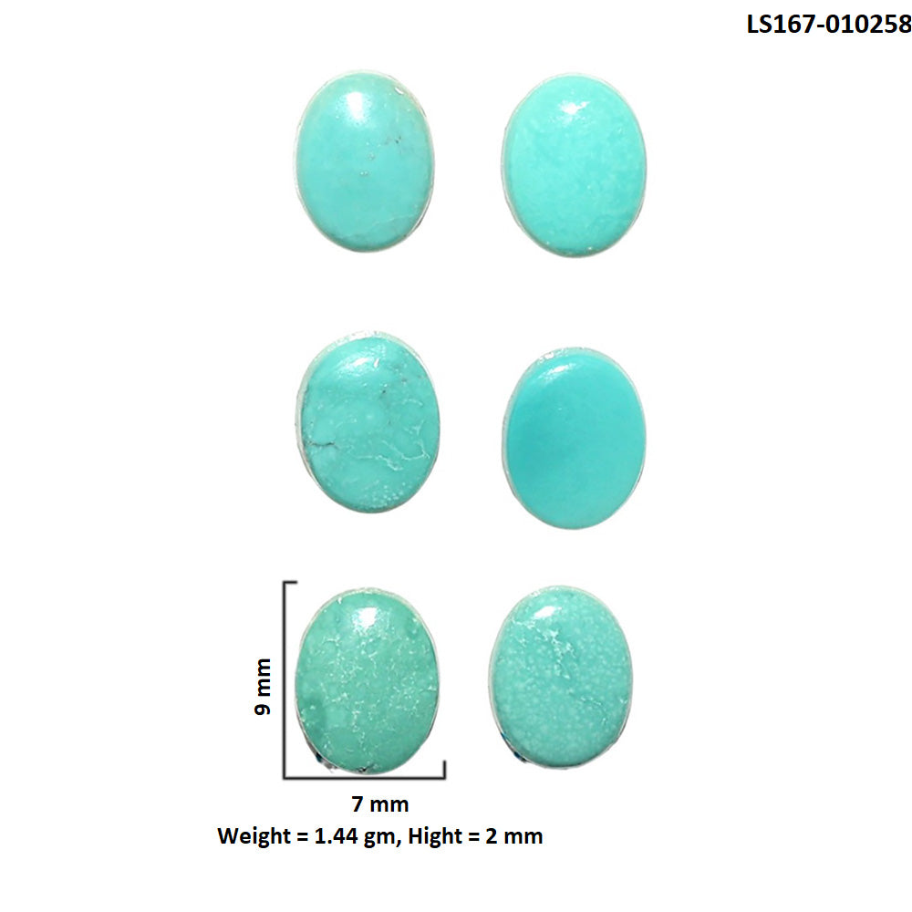 Natural Sleeping Beauty Turquoise 7x9x2 mm Oval Shape Polished Gemstone Set of 6 LS167-010258