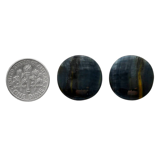 Blue Tiger Eye Pair 18.5x18.7x4 mm Round Shape Polished Gemstone LS17-04197