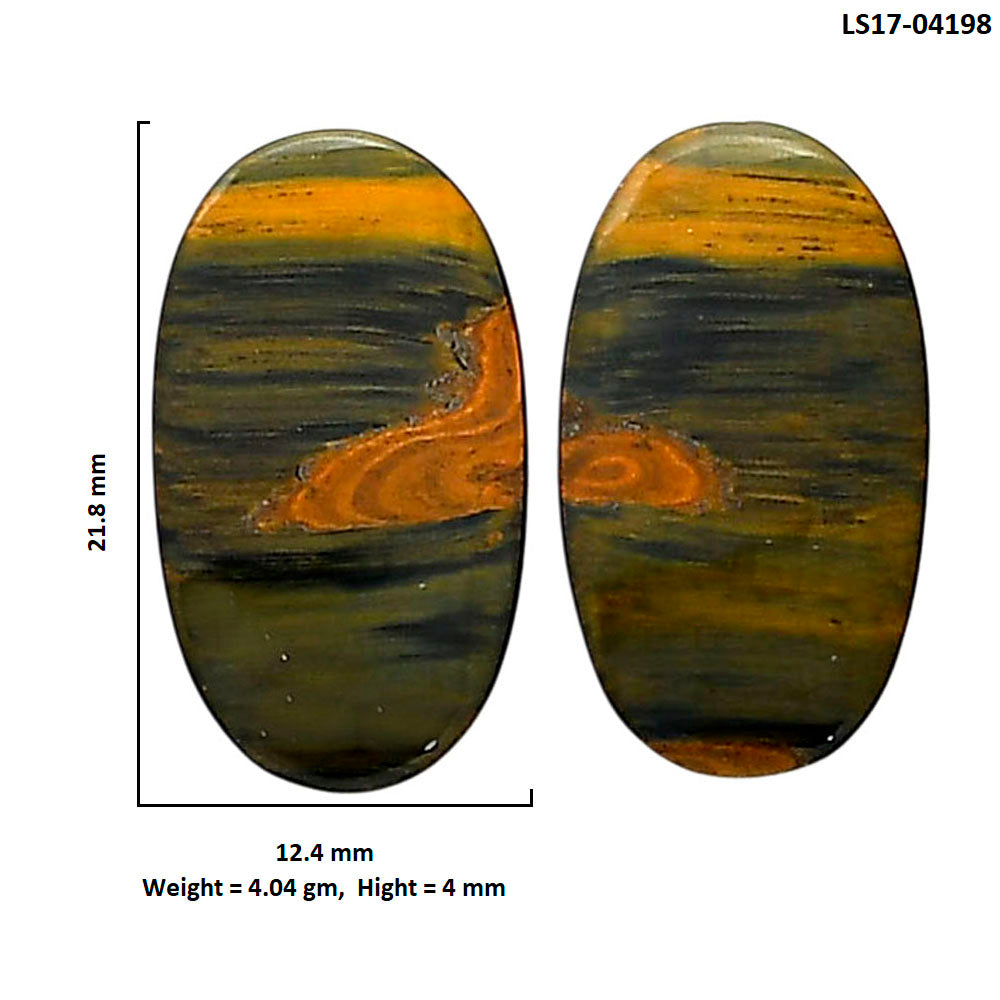 Blue Tiger Eye Pair 12.4x21.8x4 mm Oval Shape Polished Gemstone LS17-04198