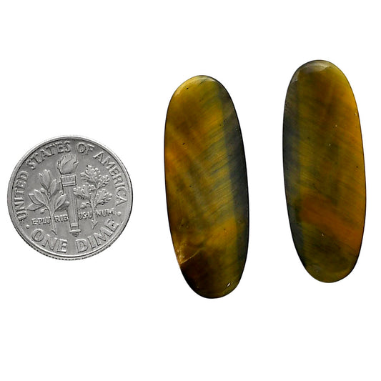 Blue Tiger Eye Pair 11.9x31.9x4 mm Oval Shape Polished Gemstone LS17-04199