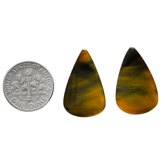 Blue Tiger Eye Pair 15x23.7x4.5 mm Pear Shape Polished Gemstone LS17-04202