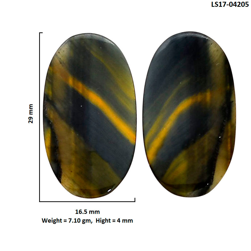 Blue Tiger Eye Pair 16.5x29x4 mm Oval Shape Polished Gemstone LS17-04205