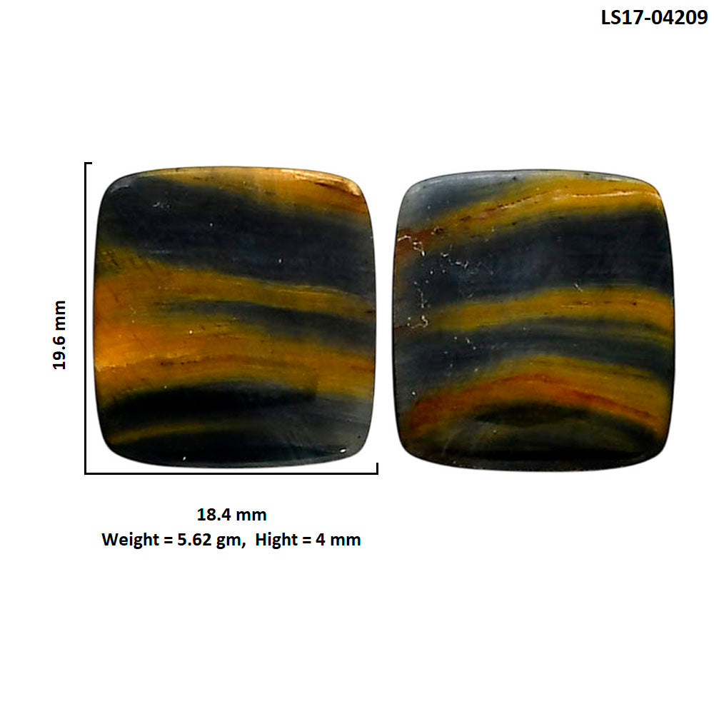 Blue Tiger Eye Pair 18.4x19.6x4 mm Baguette Shape Polished Gemstone LS17-04209