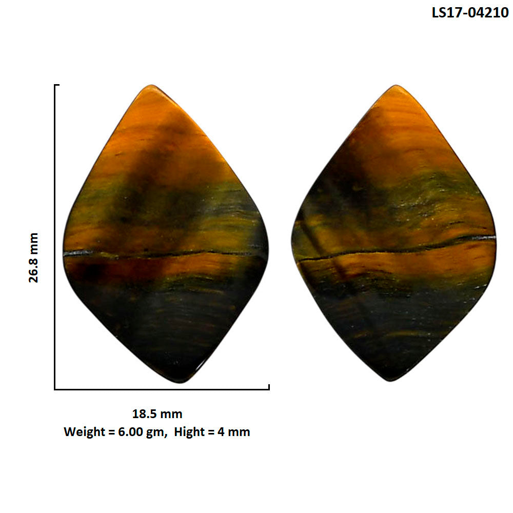 Blue Tiger Eye Pair 18.5x26.8x4 mm Fancy Shape Polished Gemstone LS17-04210