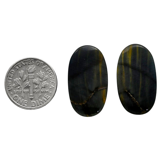 Blue Tiger Eye Pair 13.6x24.25x4.5 mm Oval Shape Polished Gemstone LS17-04214
