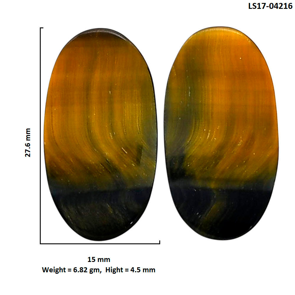 Blue Tiger Eye Pair 15x27.6x4.5 mm Oval Shape Polished Gemstone LS17-04216