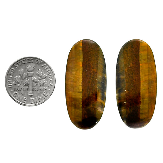Blue Tiger Eye Pair 14.7x31.9x3.7 mm Oval Shape Polished Gemstone LS17-04217