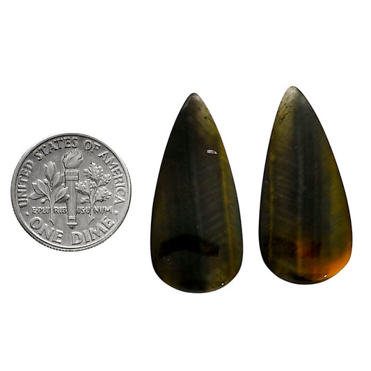 Blue Tiger Eye Pair 14x29.8x4 mm Pear Shape Polished Gemstone LS17-04221