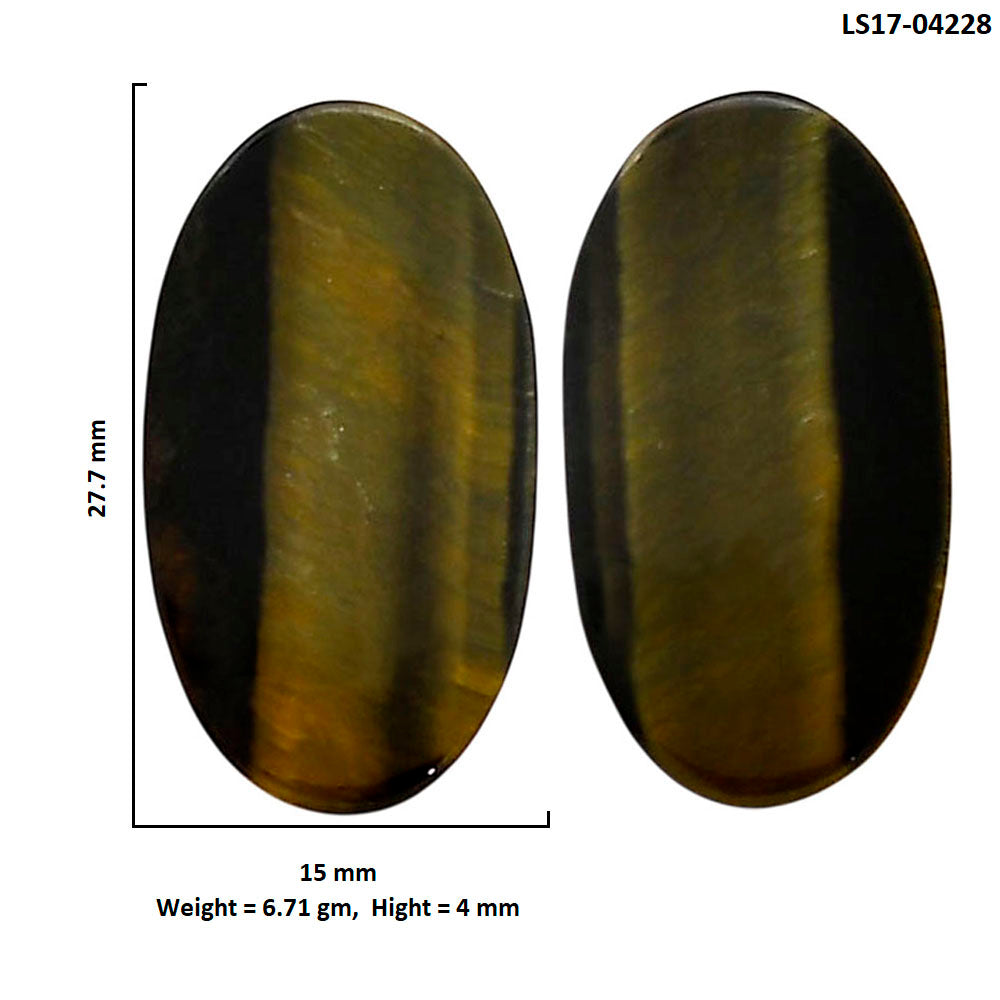 Blue Tiger Eye Pair 15x27.7x4 mm Oval Shape Polished Gemstone LS17-04228