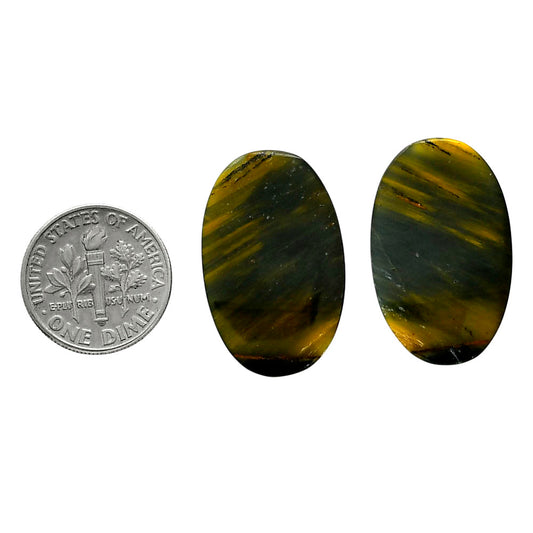 Blue Tiger Eye Pair 16.8x26.9x3.5 mm Oval Shape Polished Gemstone LS17-04230