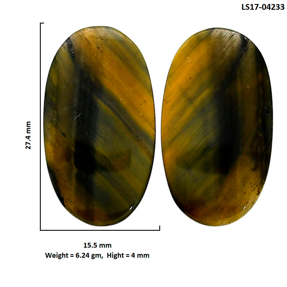 Blue Tiger Eye Pair 15.5x27.4x4 mm Oval Shape Polished Gemstone LS17-04233